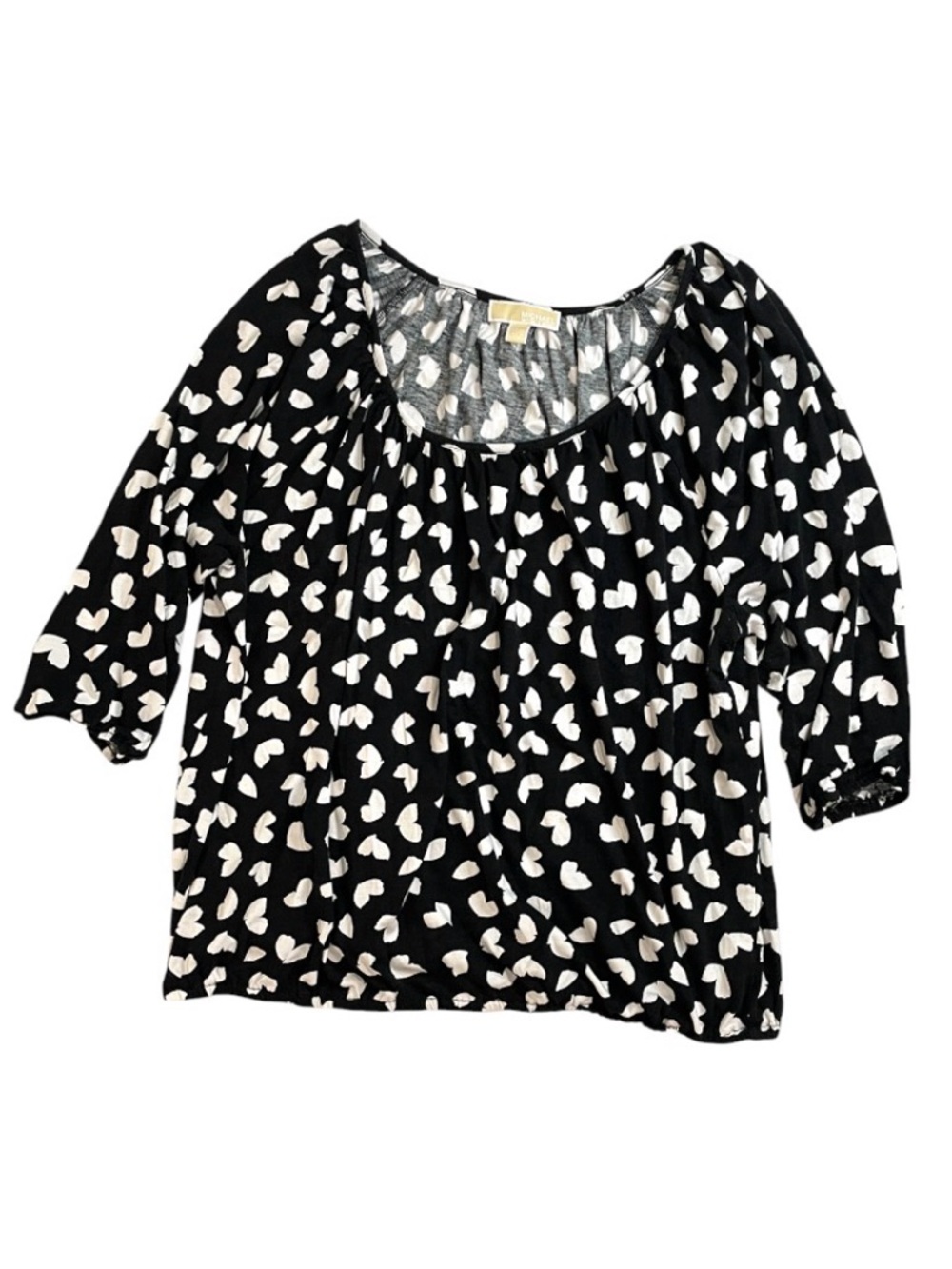 Michael Kors Black Blouse with White Heart Print